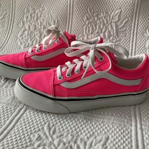 Vans Old Skool Neon Knockout Pink/True White Sneakers Skater Shoes Valentines